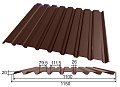 Профнастил стальной С-20 Шоколадно-коричневый (0,5мм; 1,15*2м) RAL 8017